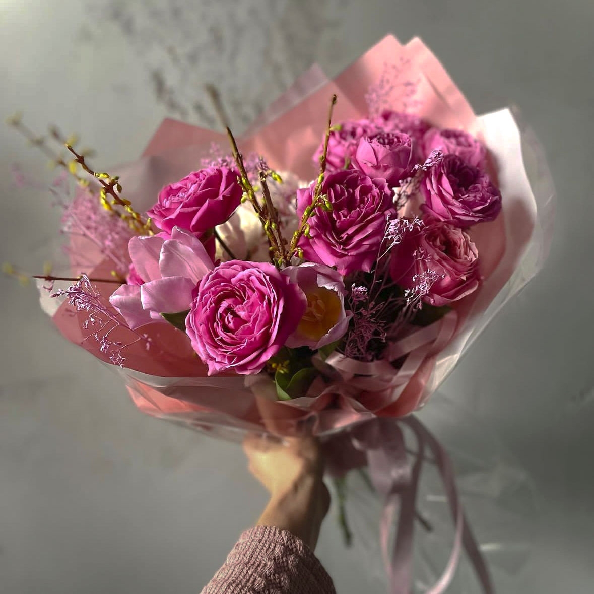 БУКЕТ "ПАНДОРА" С ПИОНОВИДНОЙ РОЗОЙ